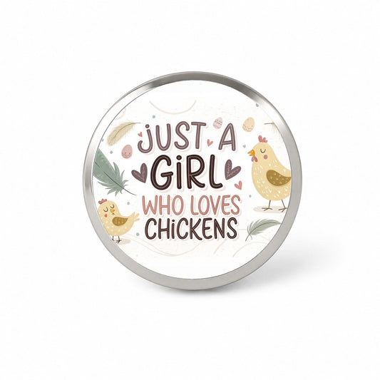 Just A Girl Who Loves Chickens Cute Novelty Hat Backpack Lapel Pin
