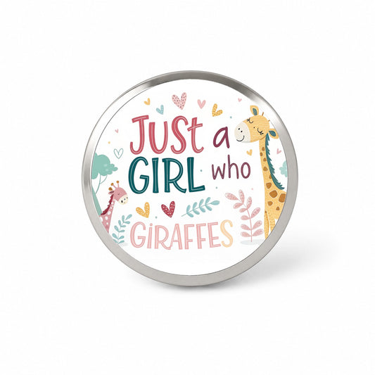 Just A Girl Who Loves Giraffes Cute Novelty Hat Backpack Lapel Pin