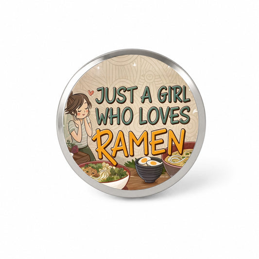 Just A Girl Who Loves Ramen Cute Novelty Hat Backpack Lapel Pin