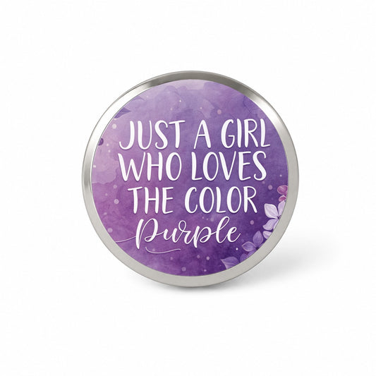 Just A Girl Who Loves The Color Purple Funny Novelty Hat Backpack Lapel Pin