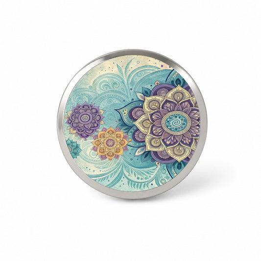 Mandalas Blue Purple Floral Pattern Novelty Hat Backpack Lapel Pin