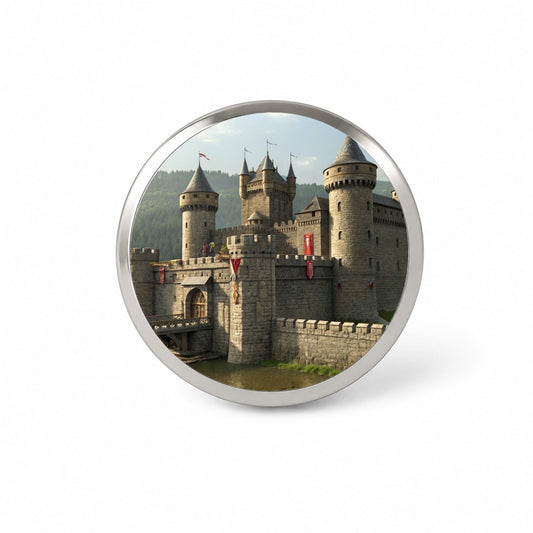 Medieval Castle with Moat Novelty Hat Backpack Lapel Pin