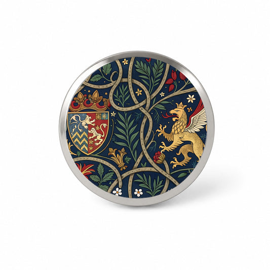 Medieval Ornamentation Griffin Shield Pattern Novelty Hat Backpack Lapel Pin
