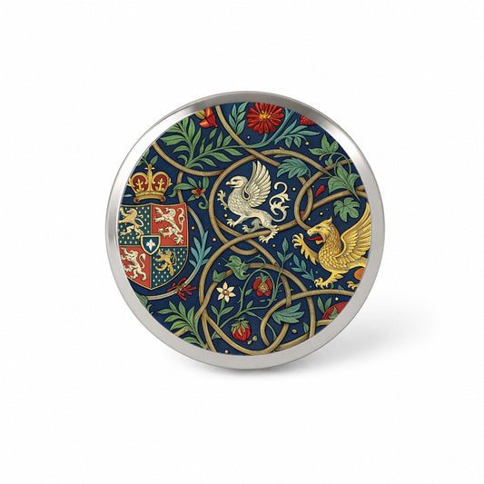 Medieval Ornamentation Griffins Shield Novelty Hat Backpack Lapel Pin