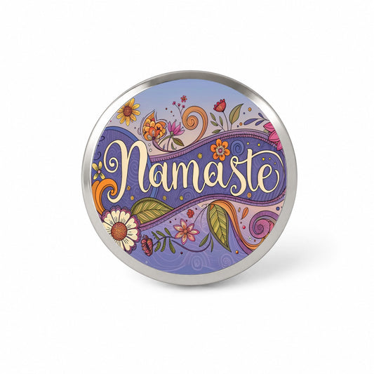 Namaste Hippie Flower Floral Yoga Novelty Hat Backpack Lapel Pin
