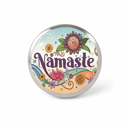 Namaste Hippie Retro Peace Flowers Novelty Hat Backpack Lapel Pin