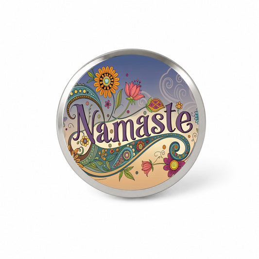 Namaste Yoga Hippie Flower Power Novelty Hat Backpack Lapel Pin