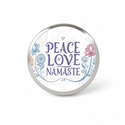 Peace Love Namaste Floral Novelty Hat Backpack Lapel Pin