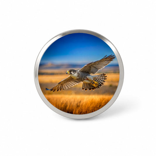 Prairie Falcon Raptor in Flight Novelty Hat Backpack Lapel Pin