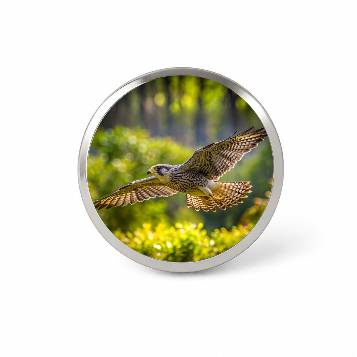 Saker Falcon Raptor in Flight Novelty Hat Backpack Lapel Pin
