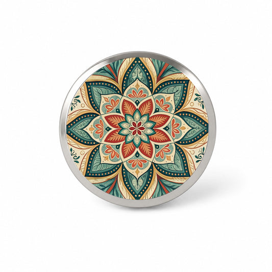 Symmetrical Artistic Flower Floral Pattern Novelty Hat Backpack Lapel Pin