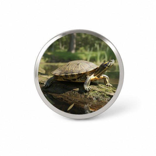 Yellow Bellied Slider Turtle Photo Novelty Hat Backpack Lapel Pin
