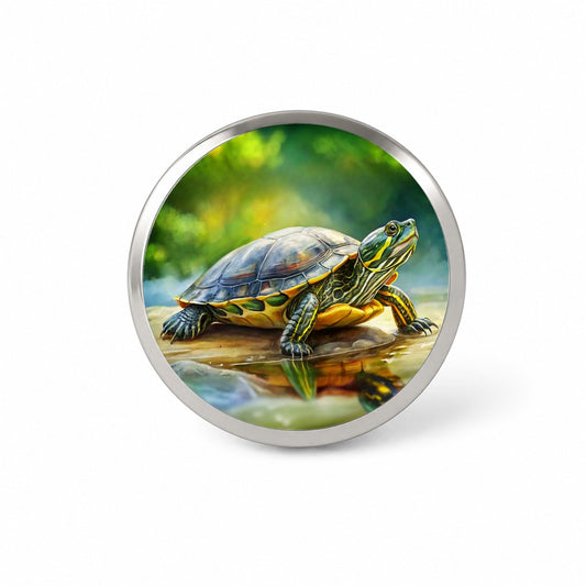 Yellow Bellied Slider Turtle Watercolor Novelty Hat Backpack Lapel Pin
