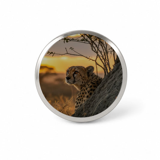 African Cheetah Safari Sunset Novelty Hat Backpack Lapel Pin