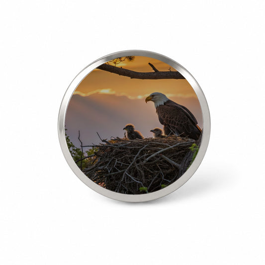 Bald Eagle Babies In Nest Sunset Novelty Hat Backpack Lapel Pin