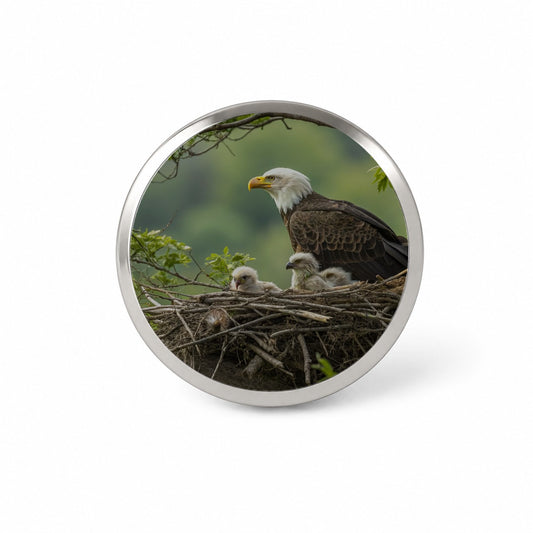 Bald Eagle Babies In Nest Novelty Hat Backpack Lapel Pin
