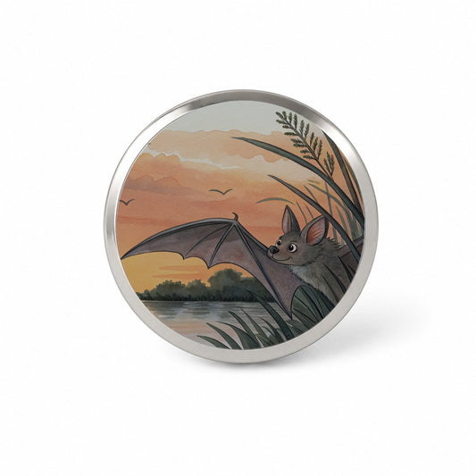 Bat Sunset Nature Scene Novelty Hat Backpack Lapel Pin