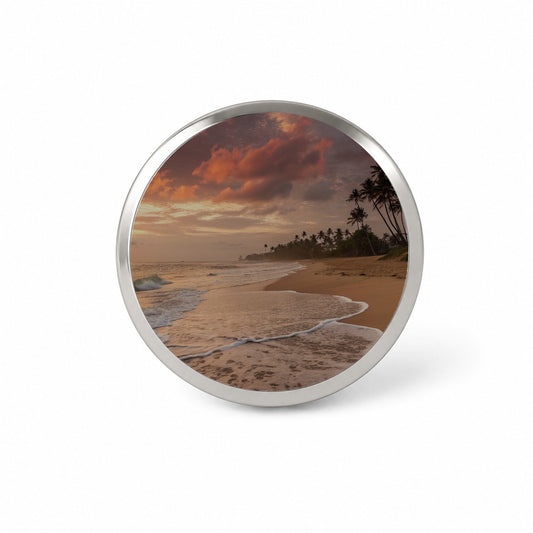 Beach Sunset Tropical Ocean Island Novelty Hat Backpack Lapel Pin