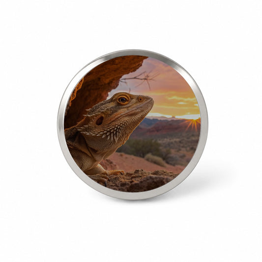 Bearded Dragon At Sunset Novelty Hat Backpack Lapel Pin
