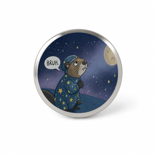Beaver Saying Bruh Funny Pajamas Novelty Hat Backpack Lapel Pin