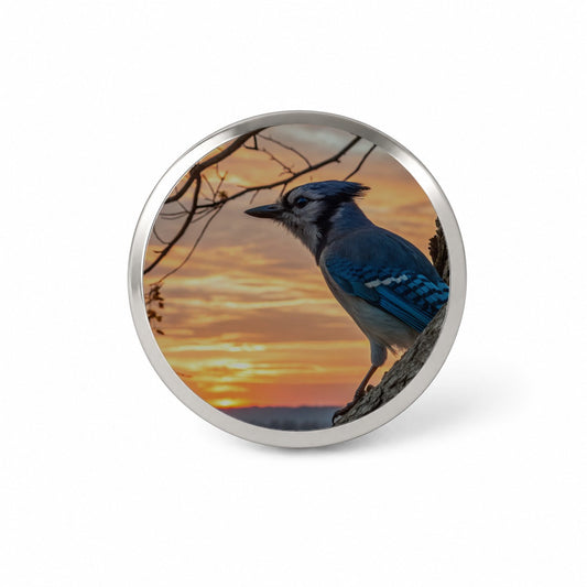 Blue Jay At Sunset Novelty Hat Backpack Lapel Pin