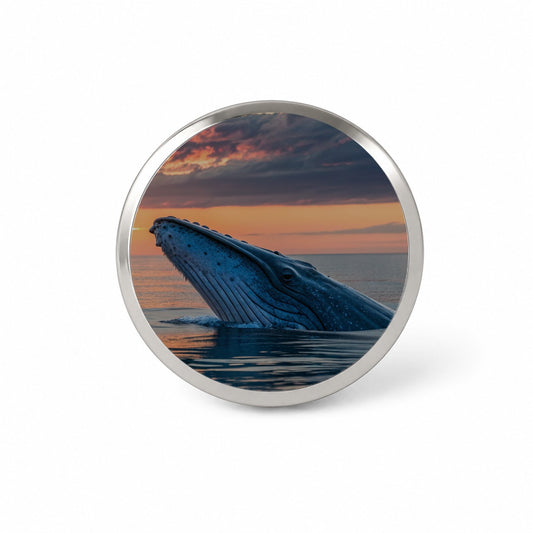 Blue Whale Ocean Sunset Novelty Hat Backpack Lapel Pin