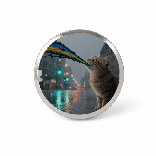 Cat Puking Rainbow Funny Novelty Hat Backpack Lapel Pin