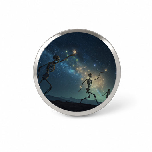 Celestial Dancing Skeletons Halloween Novelty Hat Backpack Lapel Pin