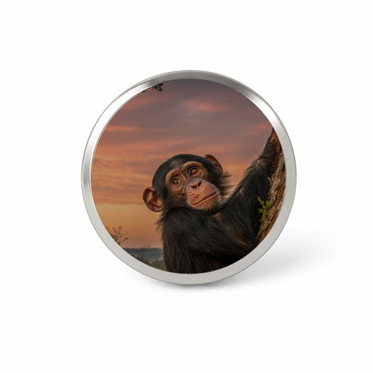 Chimpanzee Ape At Sunset Novelty Hat Backpack Lapel Pin