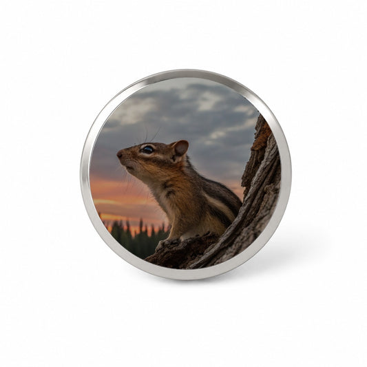 Chipmunk At Sunset Novelty Hat Backpack Lapel Pin