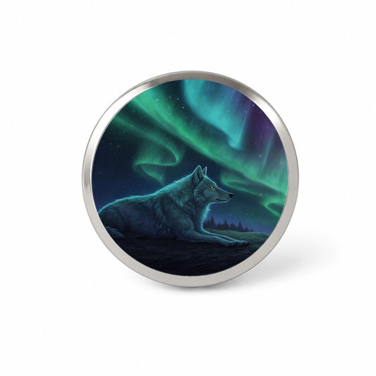 Cosmic Wolf Northern Lights Novelty Hat Backpack Lapel Pin
