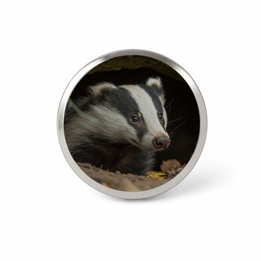 Curious Badger Wildlife Nature Novelty Hat Backpack Lapel Pin