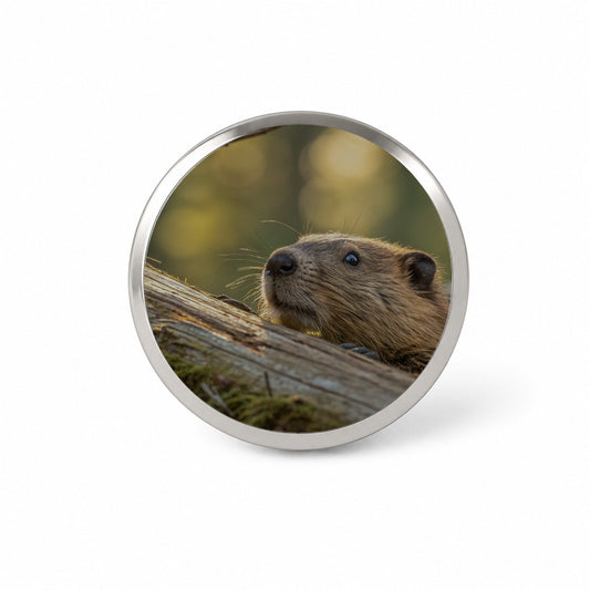 Curious Beaver Wildlife Nature Novelty Hat Backpack Lapel Pin