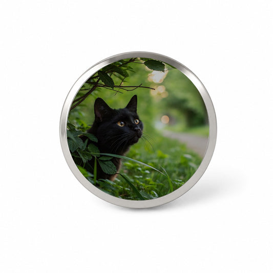 Curious Black Cat Nature Novelty Hat Backpack Lapel Pin