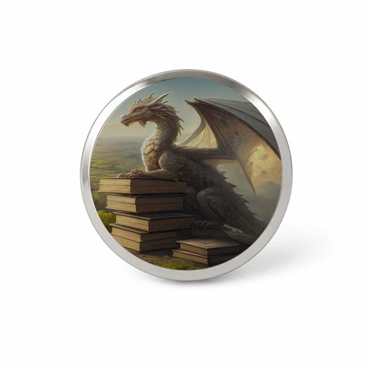 Dragon Books Reading Mountaintop Novelty Hat Backpack Lapel Pin