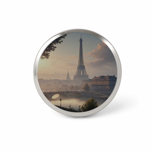 Eiffel Tower Paris France Morning Novelty Hat Backpack Lapel Pin