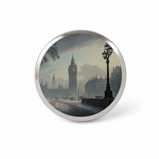 Foggy London England Cityscape Novelty Hat Backpack Lapel Pin