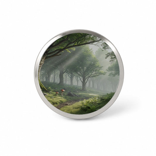 Foggy Woodland Forest Landscape Novelty Hat Backpack Lapel Pin
