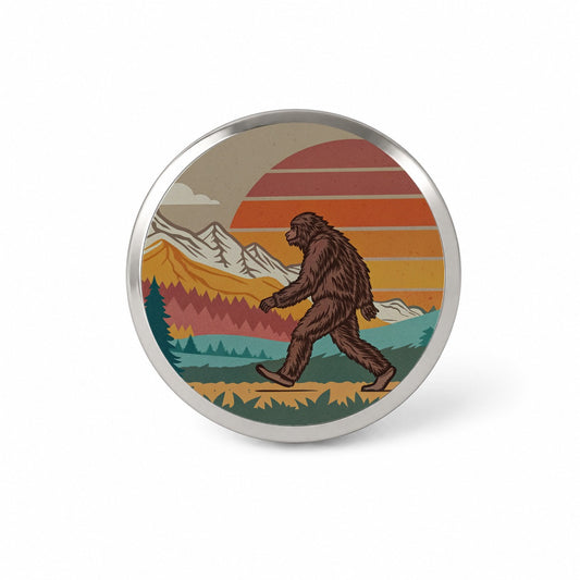 Funny Retro Sasquatch Bigfoot Walking Novelty Hat Backpack Lapel Pin