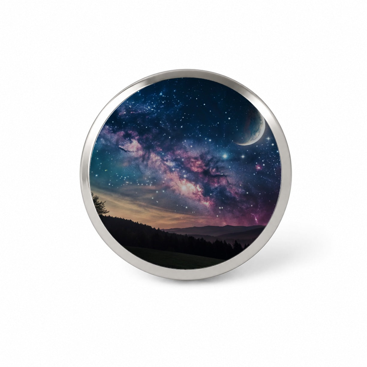 Galaxy Night Sky Crescent Moon Novelty Hat Backpack Lapel Pin