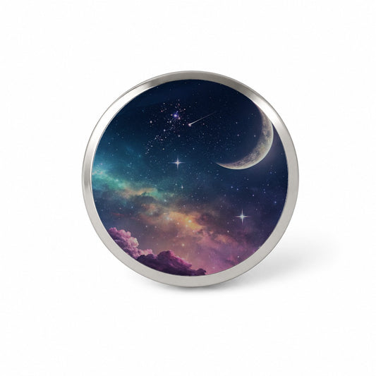 Galaxy Night Sky Moon Novelty Hat Backpack Lapel Pin