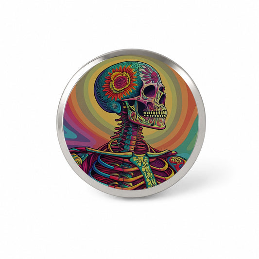 Halloween Psychedelic Skeleton Novelty Hat Backpack Lapel Pin