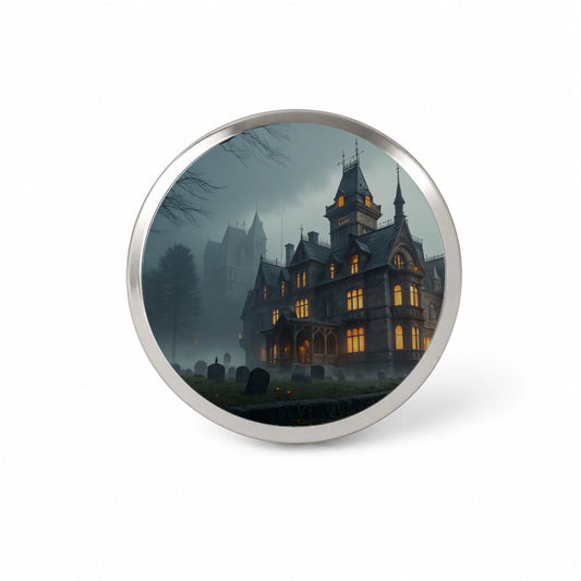 Haunted Victorian Mansion Halloween Novelty Hat Backpack Lapel Pin