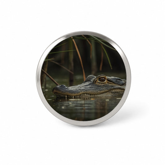 Hidden Alligator Nature Photo Novelty Hat Backpack Lapel Pin