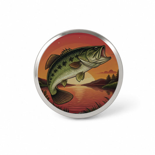 Largemouth Bass Trophy Fishing Sunset Novelty Hat Backpack Lapel Pin