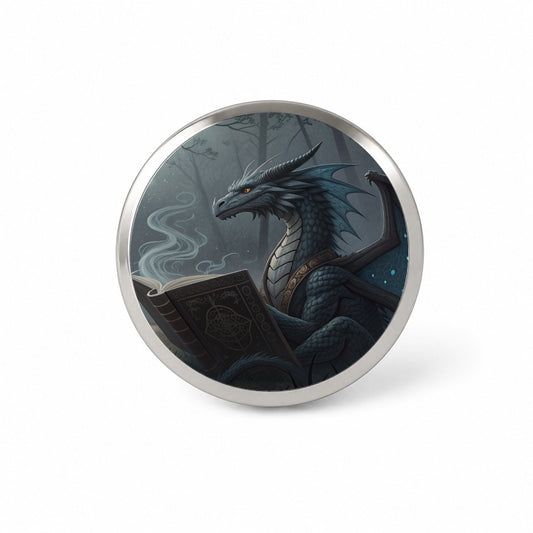 Misty Dragon Reading Book Novelty Hat Backpack Lapel Pin