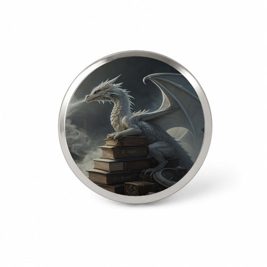 Misty Dragon Sitting On Books Novelty Hat Backpack Lapel Pin