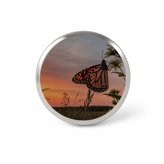 Monarch Butterfly At Sunset Novelty Hat Backpack Lapel Pin