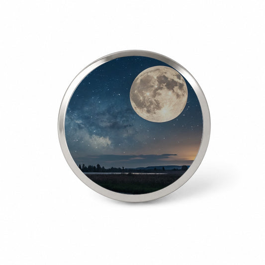 Moonlit River Night Landscape Novelty Hat Backpack Lapel Pin