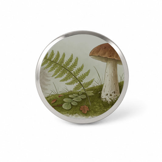 Mushroom Fern Nature Illustration Novelty Hat Backpack Lapel Pin